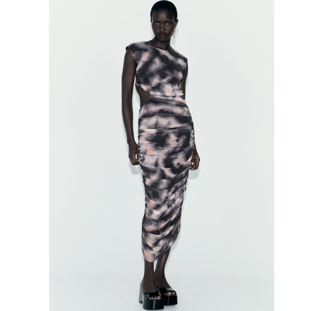 Zara cutout fitted tulle dress